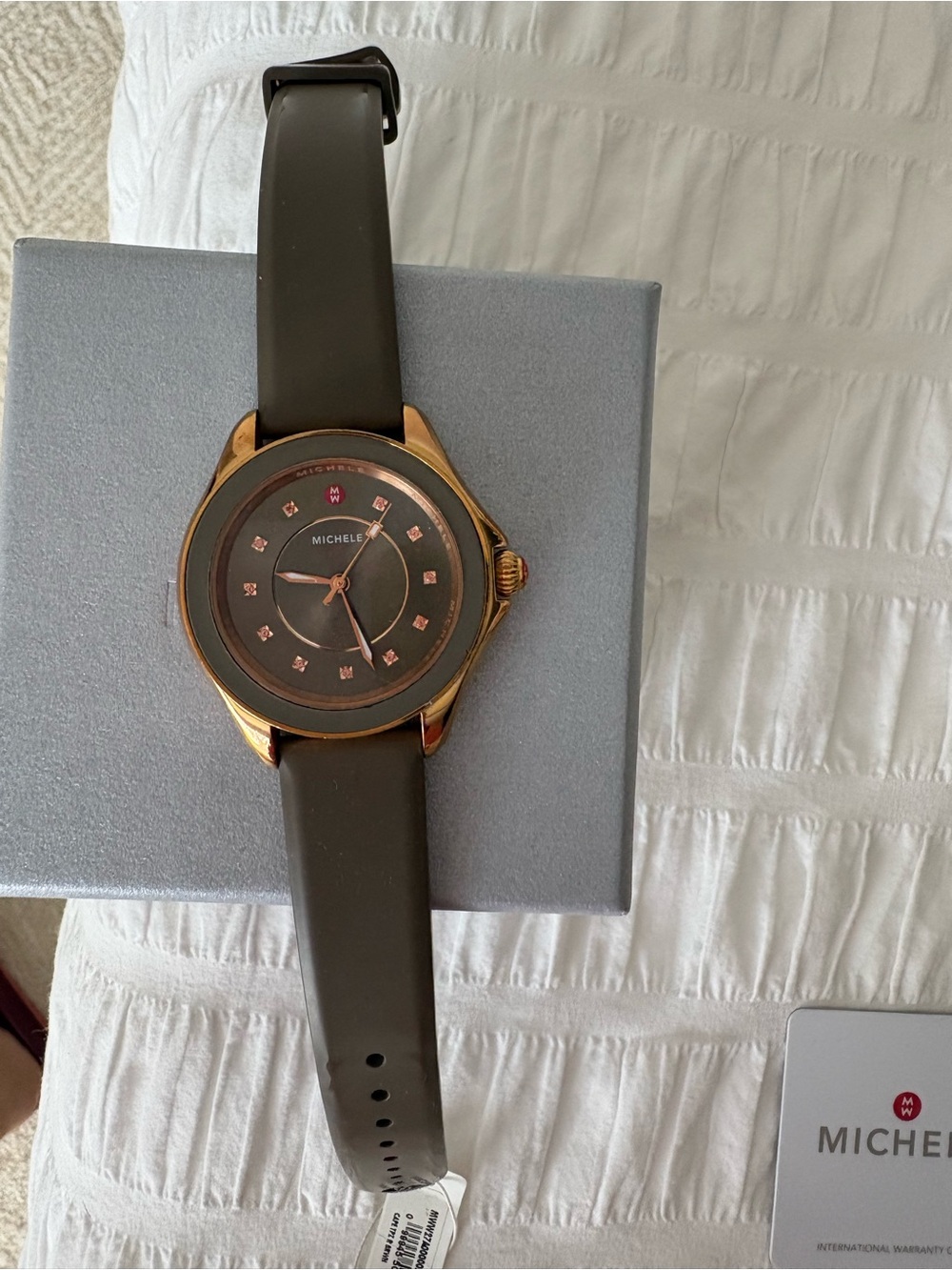 Michele Strap Watch with Rose Gold Case